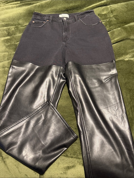 Abercrombie & Fitch Denim - Abercrombie & Fitch Black Two-Tone Faux Leather Straight Leg Jeans